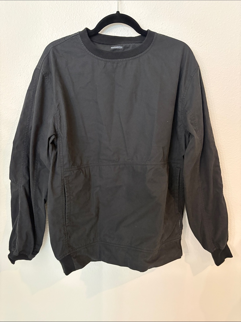 Maharishi charcoal black long sleeve crewneck sweatshirt